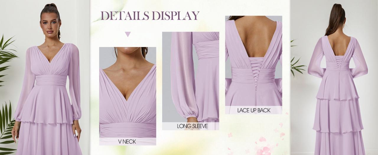 Amazon.com: Fashionbride Long Sleeve Tiered Bridesmaid Dresses V Neck ... Amazon.com: Fashionbride Long Sleeve Tiered Bridesmaid Dresses V Neck ...
